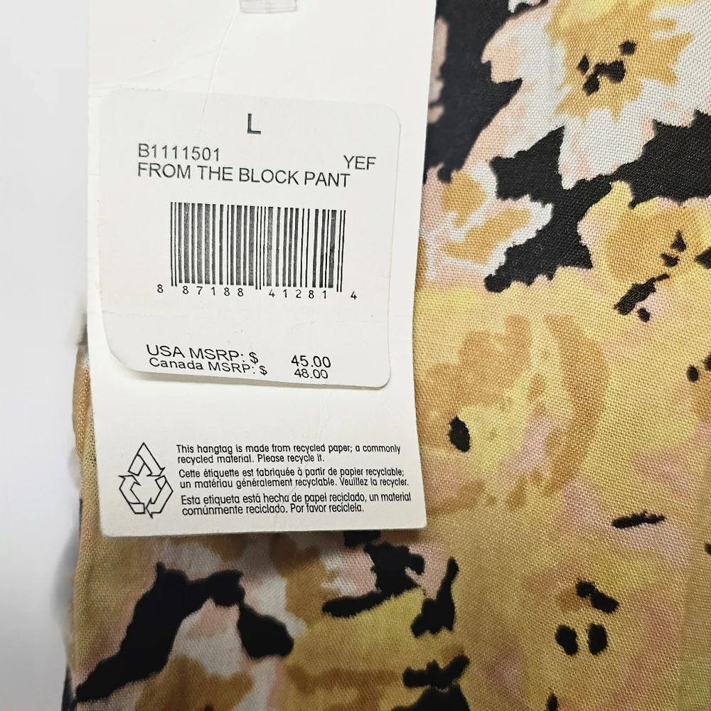 Volcom Pants Large Butter Yellow & Black Flare Leg NWT
